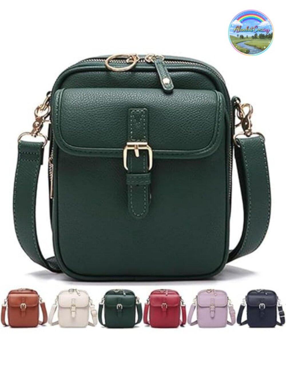 Faux Leather Crossbody Bag Anti-Theft Messenger with Card Slots